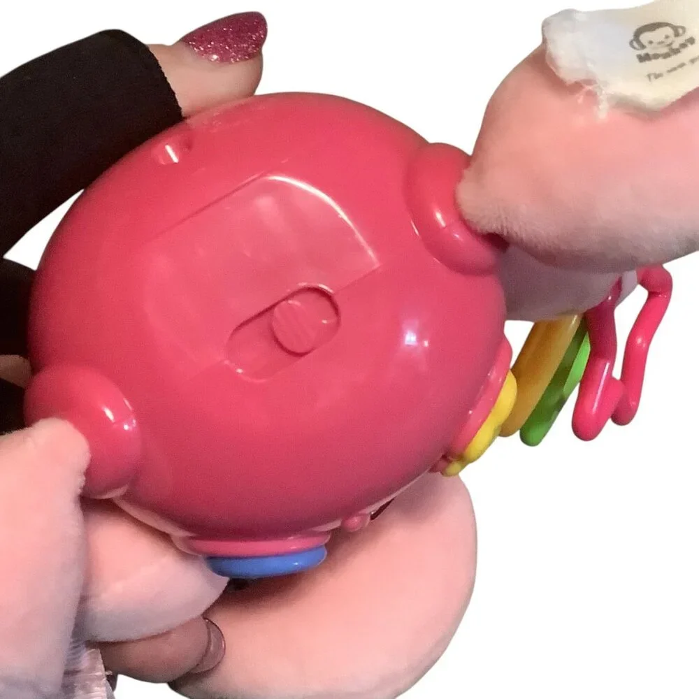 STEAM Life Musical Pink Elephant Baby Toy Interactive Buttons‎ Teething Rings 7”